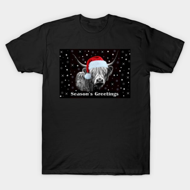 Highland Cow Season's Greetings T-Shirt by Jane Braat